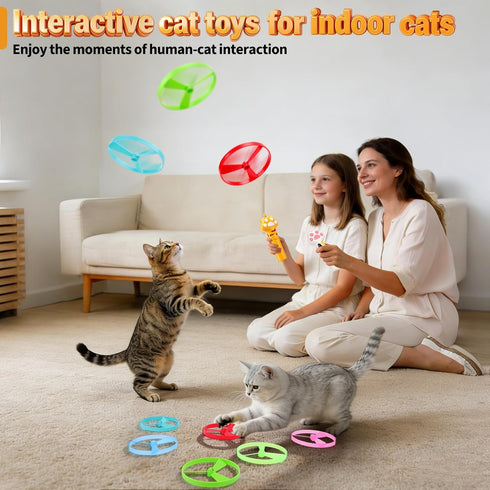 16 BABORUI Cat Toy Disc Launcher, Rechargeable Interactive Cat Fetch Toy Launcher with Flying Discs, Flying Enrichment