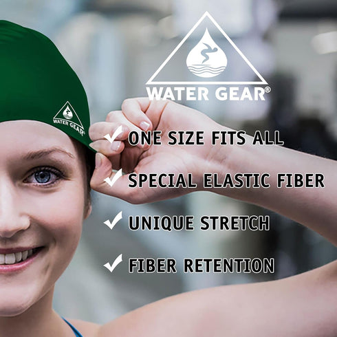 Water Gear Silicone Adult Swim Cap, Flexible Unisex Waterproof, Great for Short and Long Hair