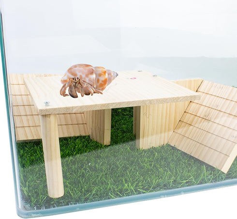 FlidRunest Wooden Large Hermit Crab W-Shaped Cave for Tank, Natural Hermit Crab