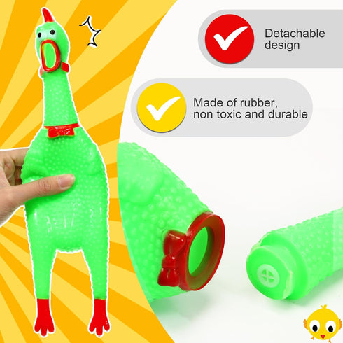 16 Pack Toy(12 Inch,Colorful) Sratte Screaming Chicken Toys Bulk Large Rubber Squeaking Chicken Toys for Pet Chew Gifts