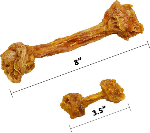 Ultra Chewy Turkey Tendon Knotted Bones for Dogs - Premium All-Natural Dog Chew Treat, 1 Pack, 8 Inches