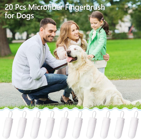 20 Pcs Soft Microfiber Fingerbrush for Dogs, Pet Dental Finger Brush for Dog Cat Teeth Cleaning