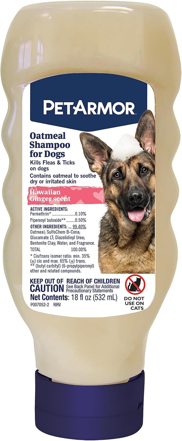 PetArmor Flea & Tick Protection Oatmeal Shampoo for Dogs, Hawaiian Ginger Scent,
