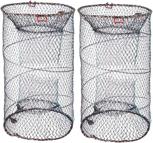 Portable 2pcs 17x10 Inch Collapsible Fish Trap Metal Mesh Turtle Trap Saltwater
