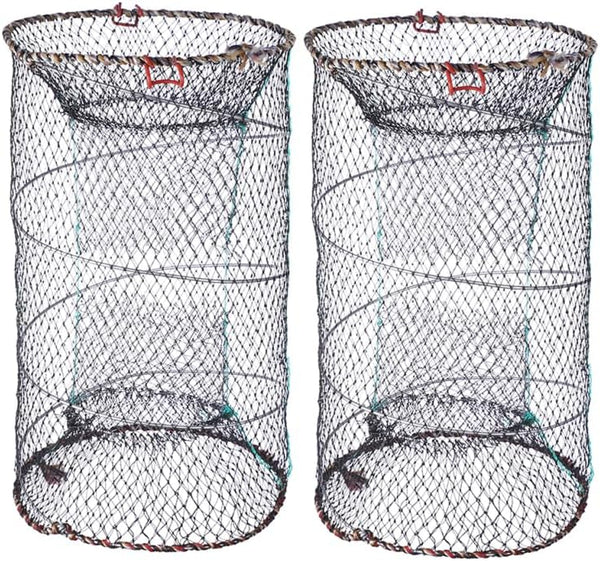Portable 2pcs 17x10 Inch Collapsible Fish Trap Metal Mesh Turtle Trap Saltwater