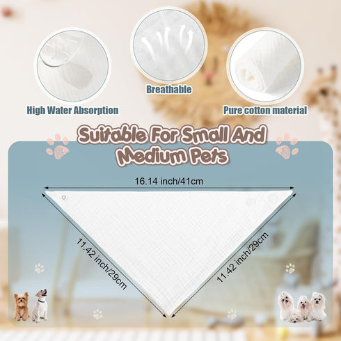 10 Pcs Muslin Cotton Triangle Dog Bandanas Reversible Pet Bibs Scarf Dog Scarves with Two Snaps Apparel Accessories