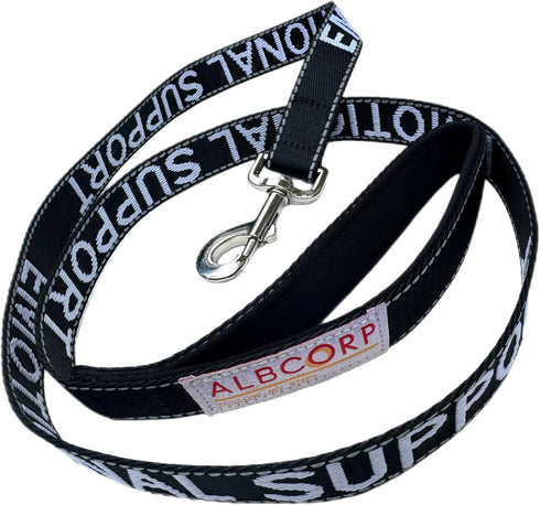 Albcorp Emotional Support Dog Leash, Embroidered with Padded Neoprene Handle, 4 Feet for Harnesses, Vests or Collars