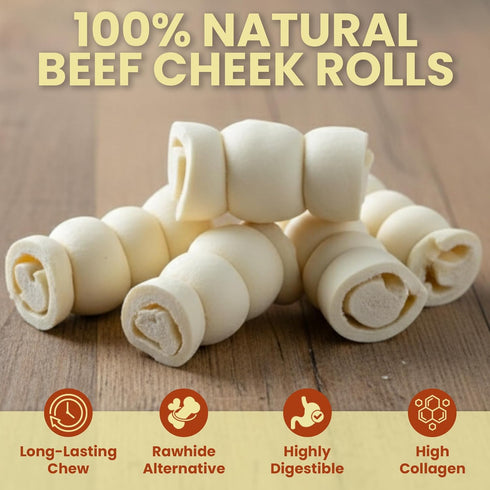 5 Pack 6 Inch Beef Cheek Rolls for Dogs Digestible Rawhide Alternative Chews, Long Lasting Dental Treats, Single