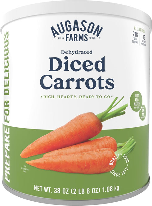 Augason Farms Dehydrated Diced Carrots Emergency Food Supply, 216 Servings, 25 Year