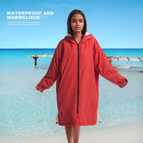 HI SUYI Swimming Thermal Surf Poncho Changing Robe Unisex Swim Parka Oversize Long Fleece Waterproof Heat Jacket