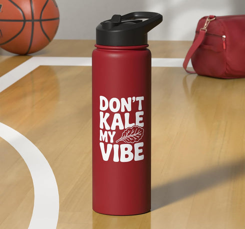 Fraxoweb Don't Kale My Vibe Funny Plant Lover Humor Stainless Steel Insulated Water Bottle