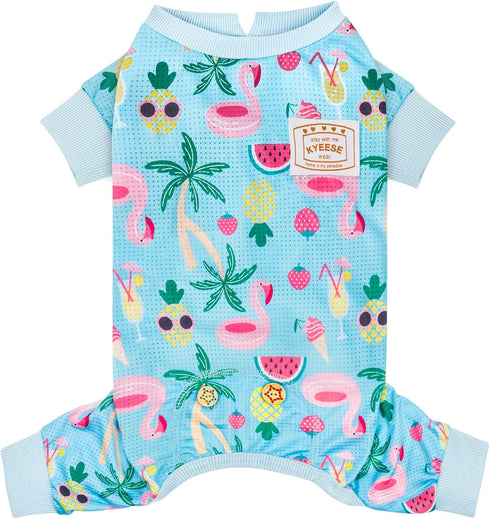 KYEESE X-Large Dog Pajamas - Quick-Dry Mesh Pjs for Small Dogs, Lightweight UV-Protective Flamingo Pattern Costume