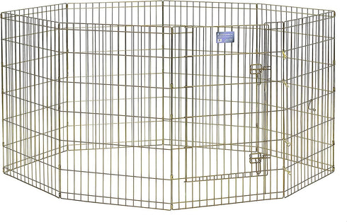 MidWest Homes for Pets Foldable Metal Dog Exercise Pen, 24'W x 36'H, Gold Zinc with Door