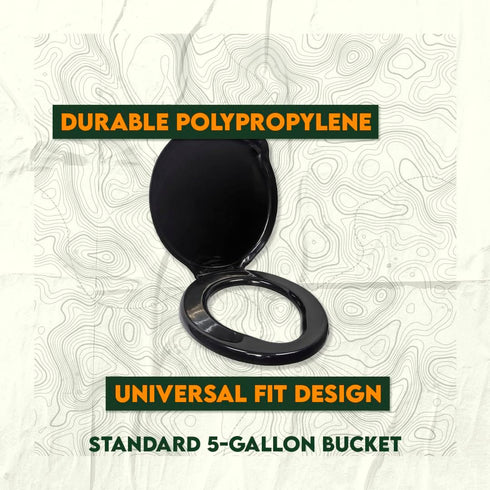 5 SE Portable Black Plastic Toilet Seat Lids, Fits a Gallon Bucket, Great for Camping, Outdoor Activities,
