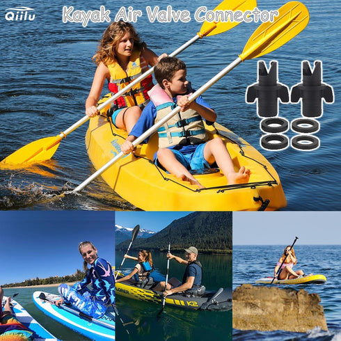Qiilu Inflatable Pump Adaptor, Black Plastic Kayak Air Valve Connector for Surfboard Inflation