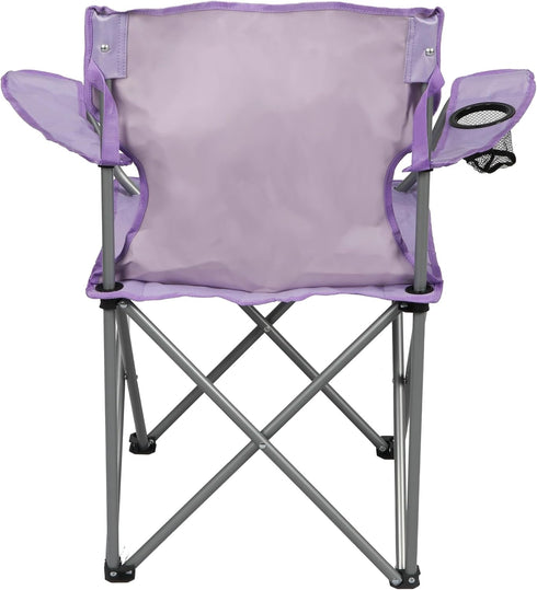 Generic Basic Quad Folding Camp Chair with Cup Holder, Lavender Adult Portable Outdoor Chair, Heavy Duty Steel Frame