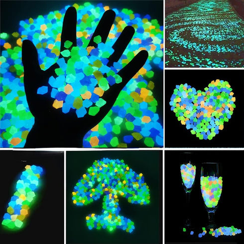 Glow in The Dark Stones 100pcs Luminous Rocks for Fish Tank, Vase Fillers, and Decorations Powered by Light