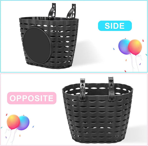 Kids Bike Basket, Children Bicycle Handlebar Basket with Stickers, Bike Bell, Windmill, and Wheel Beads