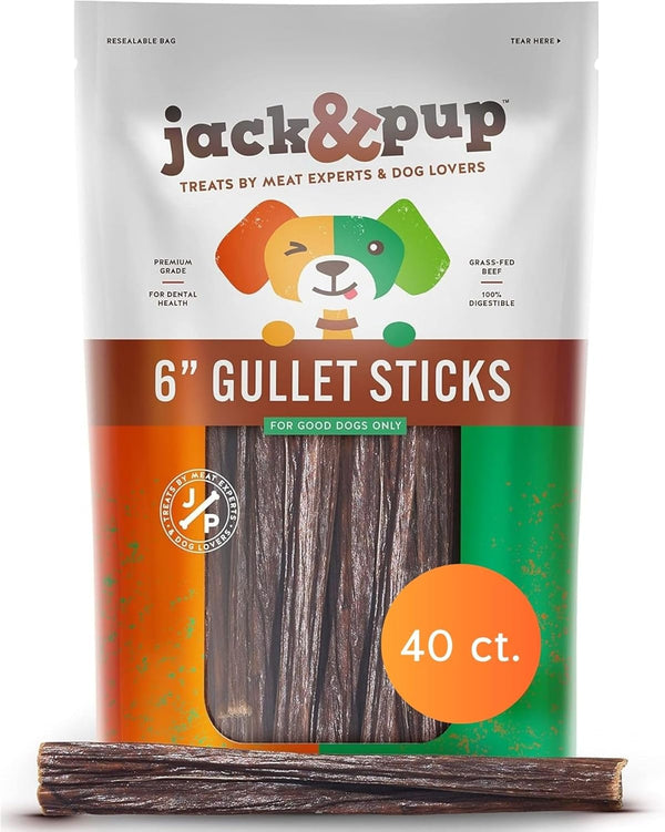 Jack&Pup 6-inch Gullet Sticks for Dogs Odor Free Joint Health Support Dog