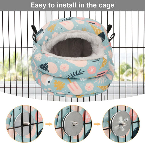 Bird Nest House, Winter Warm Hanging Hammock Snuggle Hut for Parakeets, Budgies, Cockatiels, Quaker Parrots (Small,