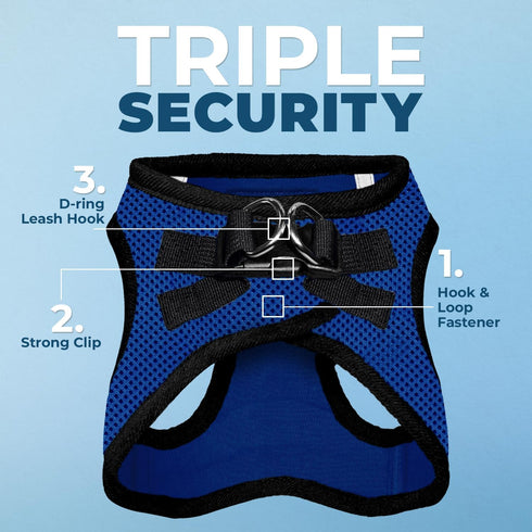 Best Pet Supplies All Weather Mesh Reflective No Pull Harness for Small, Medium Dogs, Cats - Royal Blue/Black Trim, S