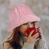 Winter Soft Faux Fur Plush Bucket Hat, Lovely Fisherman Cap for Women