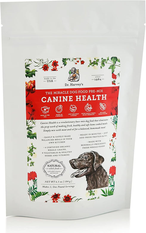 Dr. Harvey's Canine Health Miracle Dog Food, Human Grade Dehydrated Base Mix, Organic Whole Grains, 6.5 oz