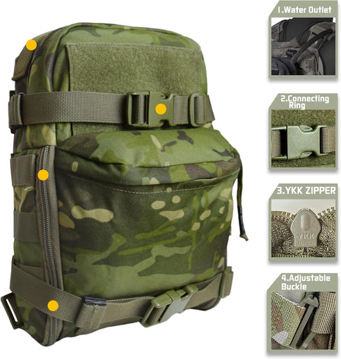 Tactical Hydration Backpack for 2L Bladder, Lightweight MOLLE Water Carrier for Hiking, Biking, Running