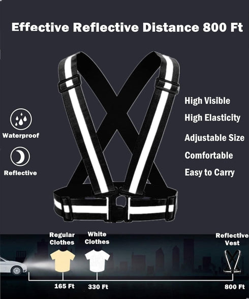 Reflective Strap Safety Vest Gear - Adjustable High Visible Running Gear for Men Women Night