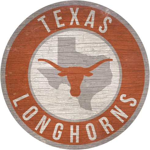 Wood Texas Longhorns Sign 12 Inch Round State Design