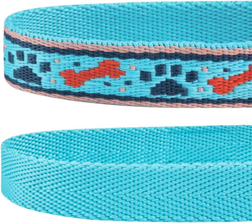 Blueberry Pet Pack of 2 Adjustable Dog Collar, Sky Blue with Detachable Orange Flower Accessory, Large