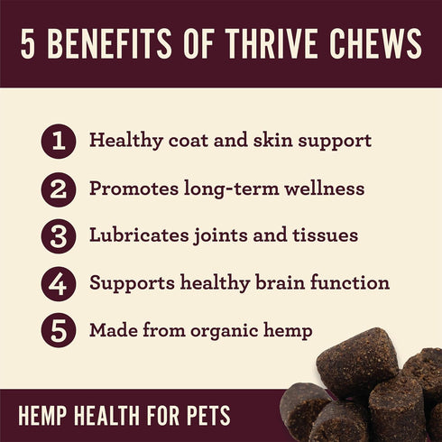 Immune 8 Count Hemp Well Thrive Chews for Dogs Support Hip, Joint, and Heart Health, Promotes and Skin Health, Organic.