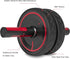 Readaeer Ab Roller Wheel with Metal Handle, Knee Pad, Black & Red, Home Gym Fitness Equipment