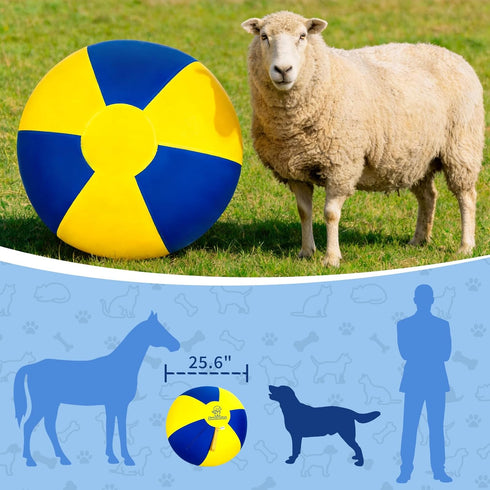 SHEENLULU 25'' Herding Ball for Dogs & Horses, Large Dog Traing Ball with Handle, Big Collie Ball for Australian