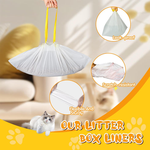 WJXWHSWX 37" 18",30 Count 3 Jumbo Cat Litter Box Liners x Jumbo Extra Thick With Mil Cat Waste Litter Bags Extra Heavy
