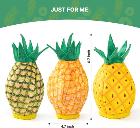 3pc 2 1 No Stuffing Squeaky Dog Toys in Interactive Plush Dog Toy Pineapple Shaped Rip&Reveal Toy for Boredom- Perfect