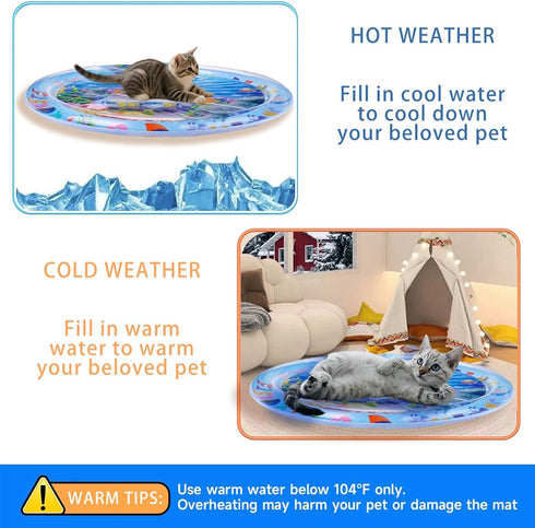 Cat Dog Water Mat with Remote Control LED Boat, Thickened Anti-Scratch Leak Proof Cat Water Sensor Play Mat, Non-Slip