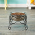 Medium Wrought Iron Stand with Single Stainless Steel Bowl, Size: 7" H x 9.5" W x 9.5" D