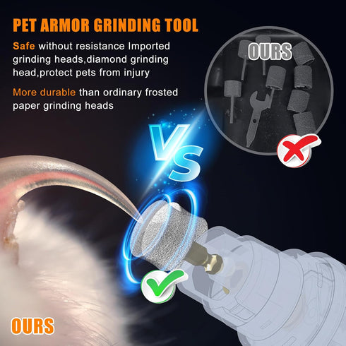2-Speed Trimmers Dog Nail Grinder Quiet - Professional Dog Nail Grinder with Guard, Rechargeable & Painless Dog Nail