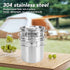 Set,Stainless Set Set Backpacking Zerodis Camping Cook Steel Outdoor Cookware with Lid Foldable Camping Pot and Pan