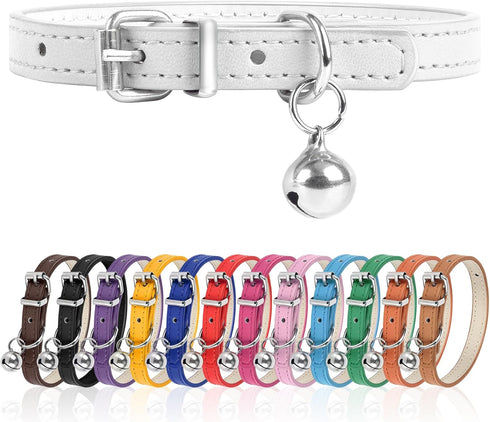 XS Adjustable Dog Collar for Teacup Dogs, 3/8 inch Width, White, Suitable for Small Medium Large Dogs