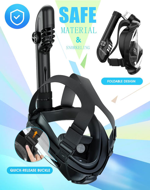 Greatever G2 Full Face Snorkel Mask, Latest Dry Top System, 180 Degree Panoramic View