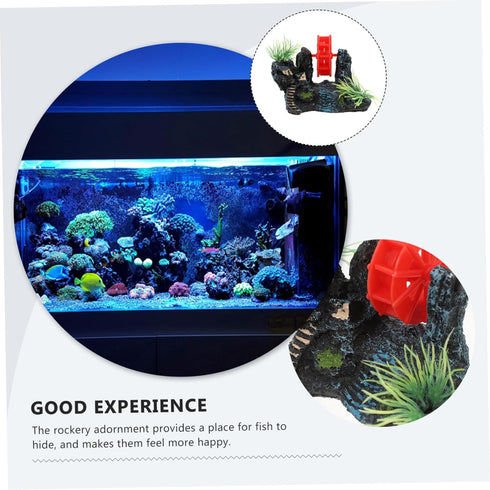 Rockery Aquarium Decorations, Fish Tank Mountain Decor with Castle Model