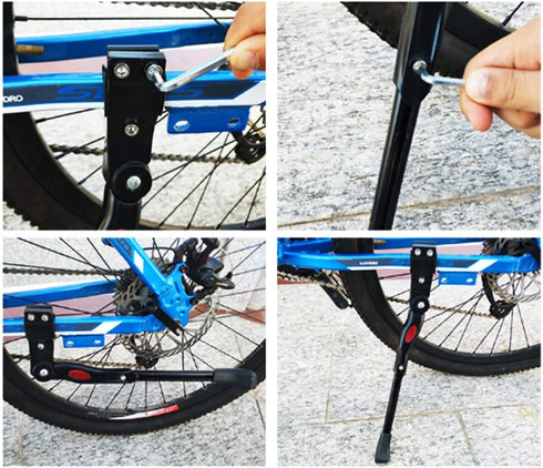 Universal Bike Kickstand Alloy Adjustable Height Rear Side Stand for 24"-26" 700C Mountain Road BMX City Bikes