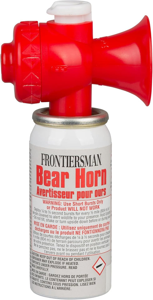 SABRE Frontiersman Bear Horn, 130dB with On/Off Locking Top, Compact & Reusable, 60 Bursts for Safety