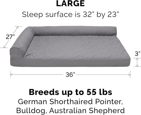Furhaven Orthopedic Dog Bed for Large/Medium Dogs with Removable Bolsters & Washable Cover, Up to 55 lbs - Titanium,