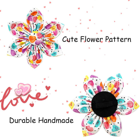 Elegant little tail Valentine's Day Dog Collar with Flower, Adjustable Heart Dog Collar for X-Small Dogs