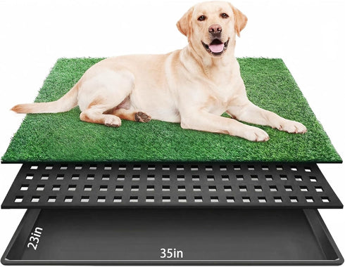 Dog Grass Pad with Tray 35"x23" Large Dog Litter Box, Artificial Grass