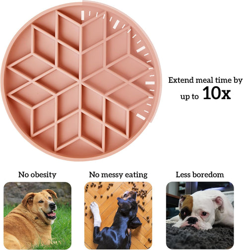 Slow Feeder Dog Bowls for Medium Small Large Breeds, Non-Slip Cat Bowl with Suction Cup, Durable Food-Grade Silicone