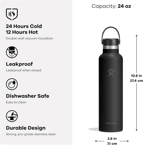24 Oz Hydro Flask Water Bottle - Insulated Stainless Steel - Non Spill, Leakproof in Oat Tan